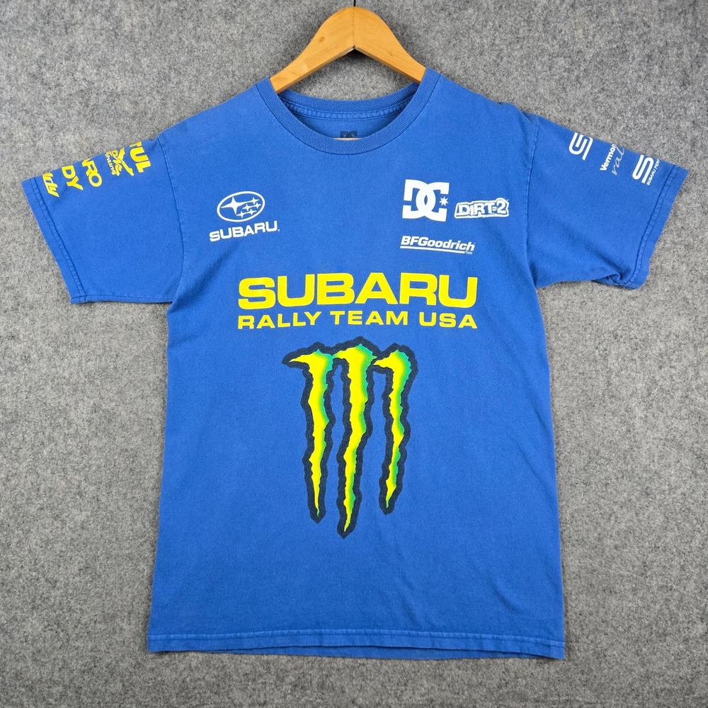 DC Subaru Rally Team USA Mens S Blue Monster Energy Dave Mirra Dirt 2 T-Shirt